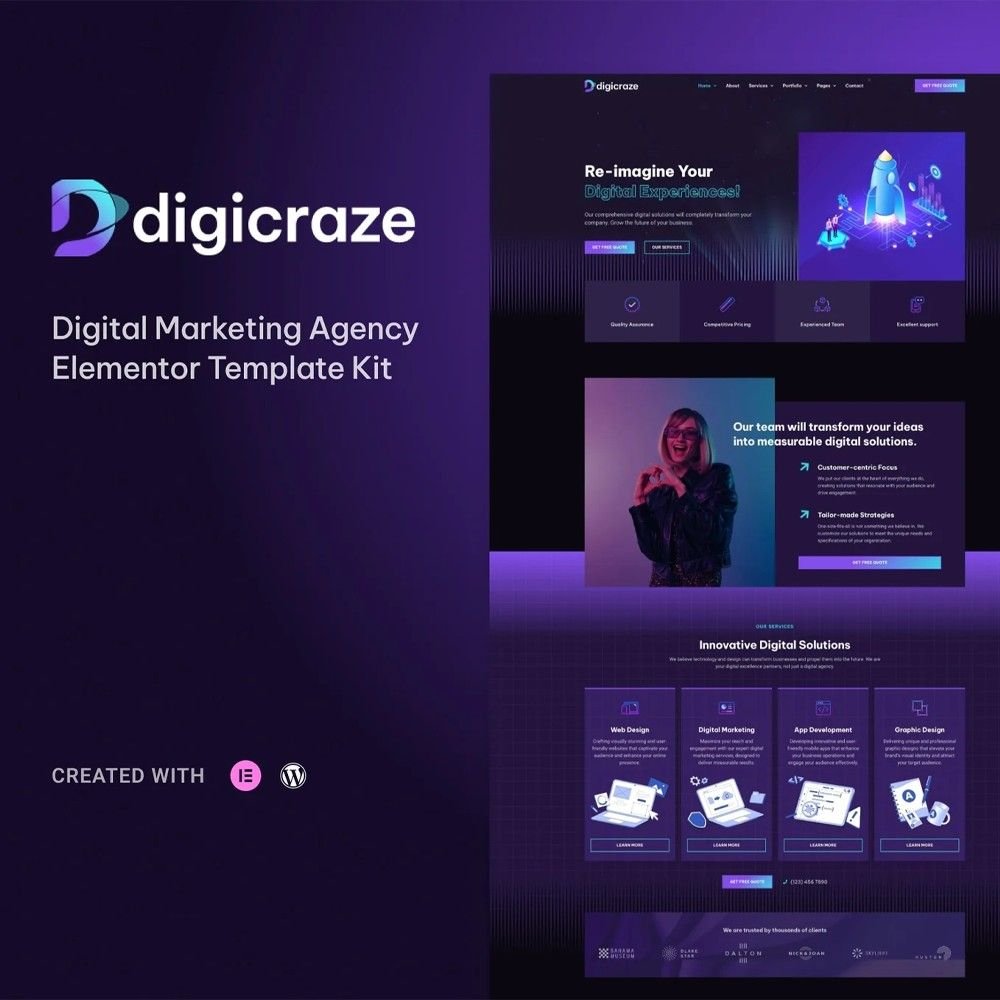 Digicraze - Digital Marketing Agency Elementor Pro Template Kit