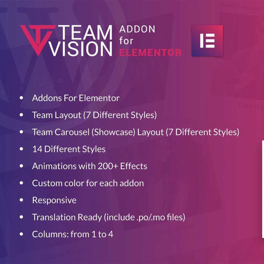 Teamvision for Elementor WordPress Plugin